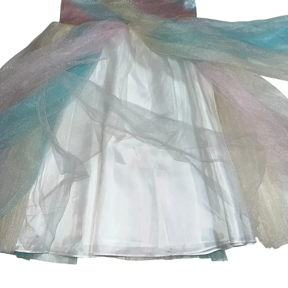 Bonnie Jean Girls Formal Rainbow Tulle Sparkly Princess Dress Sleeveless Sz 14.5